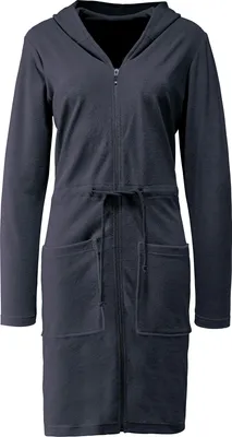 A product shot of a women's hooded robe.