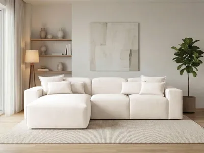 Produktbild von GrainGold Ecksofa L-Form Links Leni - Ecksofa fürs Wohnzimmer - Moderne Ecksofa, Wohnzimmer Ecksofa - Eckcouch Creme (Komodo 10)