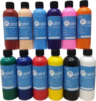 Productafbeelding van Wasbare verfkit, posterverf, (4,06 Fl Oz/120 ml elk), set van 12 kleuren, kunst en ambachten, voor professionele kunstschilderbenodigdheden