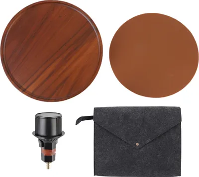 Image de plateau porte-boissons de voiture pivotant à 360° avec pad en silicone, tablette repas en bois pour la plupart des supports avant et arrière, sièges passagers