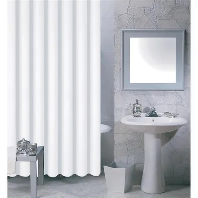 Produktbild von Zasłona prysznicowa MSV, poliester/plastik, 180 x 200, biała