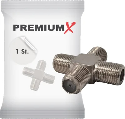 Produktbild von PremiumX F-Adapter 4x F-Buchse Verbinder Splitter Koax- und Antennenkabel