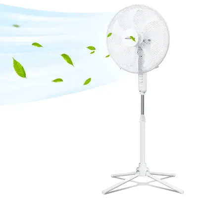 Produktbild von Aigostar - Standventilator, 3 Geschwindigkeiten, 7 Klingen, 41 cm Durchmesser, leise, 75° Oszillation, Weiß