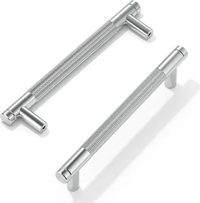 Produktbild von Famanu Möbelgriffe 10 Stück - gebürstetes Nickel - Bohrlochabstand 128 mm - modern
