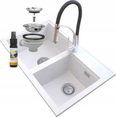 Immagine prodotto di Granitan | Lavello in granito HEKTOR - 800 x 500 mm - Bianco - Design moderno - Alta qualità