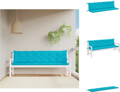Image de vidaXL Coussins de banc de jardin 2 pcs. Turquoise 200x50x7 cm Tissu - Coussin d'assise