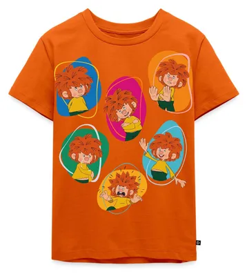 Produktbild von Spreadshirt Pumuckl Zeigt Verschiedene Emotionen Kinder Premium T-Shirt, 110/116 (4 Jahre), Orange