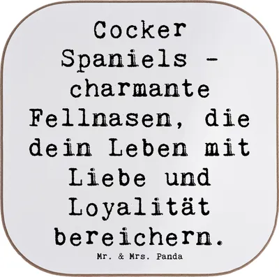 Produktbild von Mr. & Mrs. Panda Untersetzer für Gläser Spruch Cocker Spaniel Liebe - Weiß - Geschenk, Familienhund, Hunderassen Pflege, Hunderasse, Coaster, Holzuntersetzer
