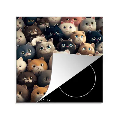 Produktbild von KitchenYeah© Herdabdeckplatte Katzen - Tiere - Katze - Design - Mädchen - Jungen , 78x78cm, Küche Deko, Glaskeramikkochfeld Herdabdeckung, Abdeckplatte fùr Kochfeld