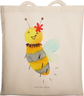 Produktbild von Mr. & Mrs. Panda Shopping Tasche Biene Blume - Transparent - Geschenk, Beutel, Jutebeutel, Uni, Tote Bag