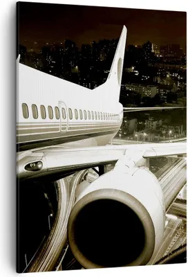 Produktbild von Bild auf Leinwand - Leinwandbild - Einteilig - Flugzeug Straßen Stadt - 50x70cm - Wand Bild - Wanddeko - Wandbilder - Leinwanddruck - Wanddekoration - Leinwand bilder - Wandbild - PA50x70-0180