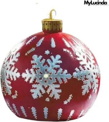 Produktbild von Famanu Aufblasbare Weihnachtskugel 60 cm - Wetterfeste Deko in Rot mit Schneeflocken