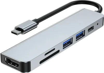 Produktbild von Tech-Protect V4-Hub-Adapter 6In1 Grau