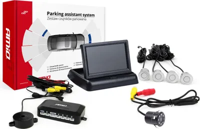 Obrázek produktu pro Parkovací asistent AMiO TFT02 4,3" s kamerou HD-307-IR, 4 senzory, stříbrný