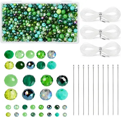Produktbild von Glaskralen grün gefacetteert, 4/6/8 mm, 1000 Stück, für Bastelarbeiten