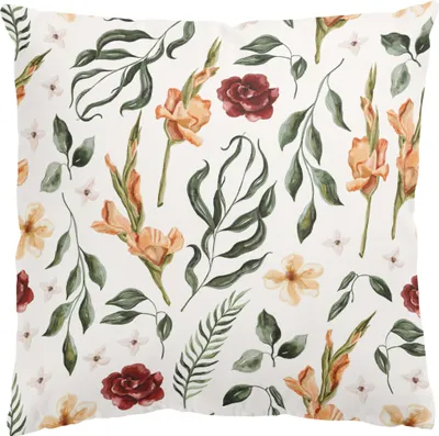 Produktbild von Dekokissen Blumen drinnen / Indoor Zierkissen Canvas waschbar Rose grün Aquarell Sofakissen ohne Füllung