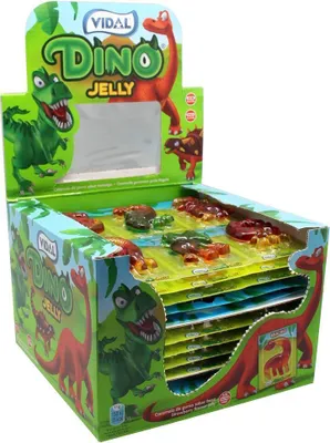 Produktbild von Display Komplett Vidal Dino Jelly Fruchtgummi-Dinosaurier 66 Stück Fruchtgummi Blister
