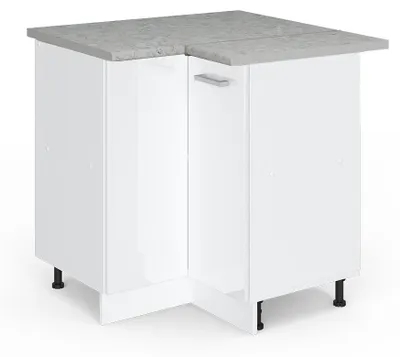 Obrázek produktu pro Univerzální rohová skříň Vicco R-Line Bílá vysoký lesk 75.6 cm s dvířky, s pracovní deskou, Model 41998