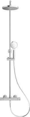 Thermostat-Duschkolonne, runder Kopf 20 cm, Chrom, 3 Strahlarten