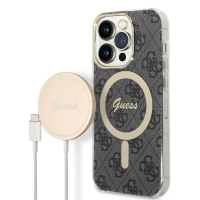 Image de Zestaw Guess Gubpp13Lh4Eacsk Case+ Charger Iphone 13 Pro Czarny/Black Hard Case 4G Print Magsafe
