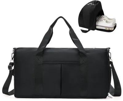 Immagine prodotto di Ibenzoa® Borse sportive – impermeabili, 46x28x23 cm, tessuto Oxford a doppio strato, scomparto laterale per scarpe, maniglie robuste e tracolla regolabile, colore nero