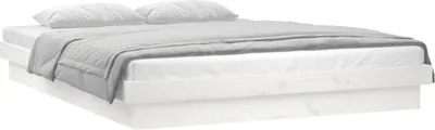 Obrázok produktu pre Posteľný rám s LED biely 140x200 cm masívne drevo
