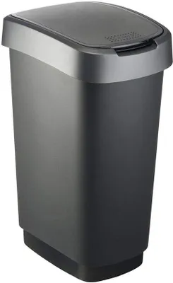 Productafbeelding van Afvalbak met Deksel 50L Zwart/Zilver