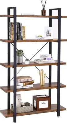 Obrázek produktu pro BEGRYF Knihovna Loft Design 105x33x177,5 tmavě hnědá Police Kovový vzhled dřeva 5 úrovní Průmyslový styl