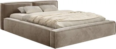 Produktbild von Selsey Tilves Slim – Polsterbett 200x200 mit Bettkasten und Lattenrost, Velours, hellbraun