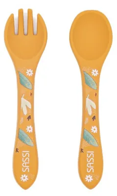 Image de Couverts en silicone Cuillère + fourchette Lion / Sassi