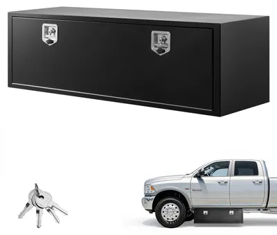Produktbild von Lkw Unterbaubox 1524 x 457 x 457 mm Unterflur Staukasten Kaltgewalzter Stahl Wasserdichter Werkzeugkasten mit T-Griff Schloss für Lkw Anhänger Transporter Werkzeugkiste Unterflurkasten Schwarz