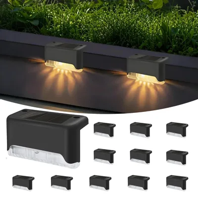 Solar-Treppenleuchten, 12er-Pack, warmweiß, LED, wasserdicht, Außen