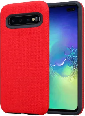 Produktbild von Cadorabo Schutzhülle für Samsung Galaxy S10 PLUS Hülle in Rot Outdoor Etui Hybrid Handyhülle extra Grip Anti Rutsch