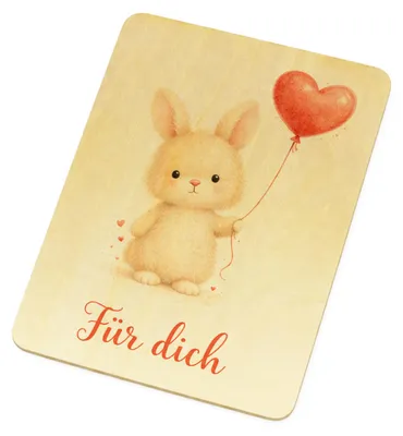 Produktbild von Hase Herzluftballon Für dich Postkarte aus Holz