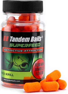 Produktbild von Tandem Baits SuperFeed Fluo Mini Dumbells Floating Red Krill Karpfen-Pop-Ups, Karpfen Angeln ohne Mühe, Köder zum Große-Fische-Angeln, Karpfenzubehör für Profis & Hobby-Angler 3 g