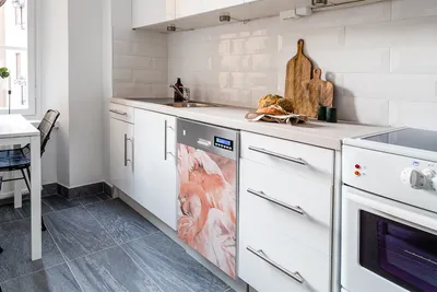 Produktbild von Magnete  Küche Magnetmatte Magnet für Spülmaschine Abwaschbar Dekor 60x80 cm  - Flamingos