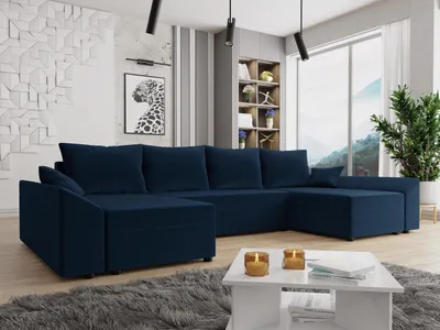Obrázek produktu pro Sedací souprava do U na každodenní spaní FREDERIK - modrá
