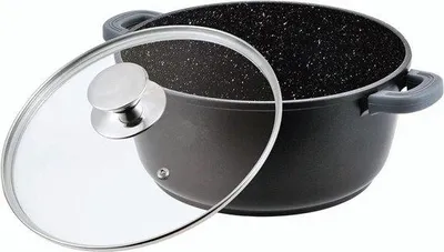 Produktbild von Famanu Stielkasserolle 28 cm - Gusseisen, Antihaftbeschichtung, Induktionsgeeignet, mit Glasdeckel