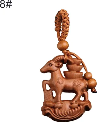 Produktbild von Zwölf Tiere, Pfirsichholz-Schlüsselanhänger, Schlüsselanhänger, Ornament, tragbares Geschenk-8#