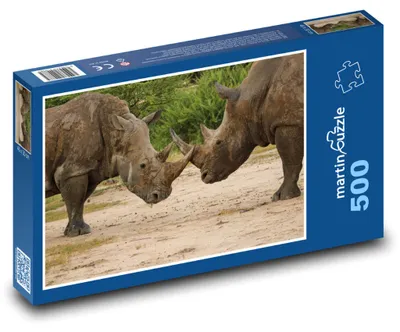 Zdjęcie produktu dla Puzzle 500 Nosorożce na wolności - martinpuzzle