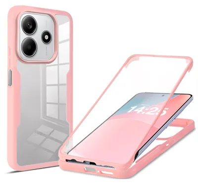 Produktbild von 360 Grad Rundum Schutz Handyhülle für Xiaomi Redmi Note 14 5G Full Cover Vollschutz Case Farbe: Rose