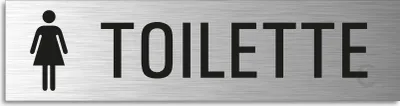 Produktbild von Türschild Toilette Damen Hinweisschild mit Piktogramm Aluminium Edelstahloptik 160x40 mm selbstklebend