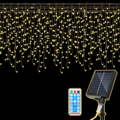 Produktbild von Jayseuw 2x 10M 396LEDs Solar Lichterkette LED Lichterkette LED Lichtervorhang Weihnachtsbeleuchtung Warmweiß