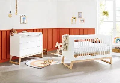 Produktbild von Kinderbett-Startset - Einzelbett und Umkleideeinheit - Umstellbares Kinderbett - 150 cm x 76 cm x 94 cm und 120 cm x 77 cm x 101 cm