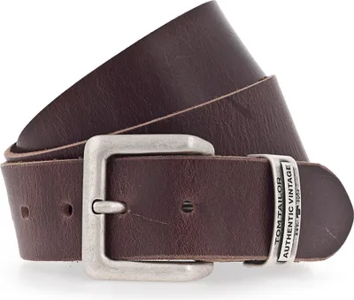 Produktbild von Tom Tailor Herren Gürtel - Echt Leder, Dornschließe, Metallgürtelschlaufe mit Logo Dunkelbraun 100 cm