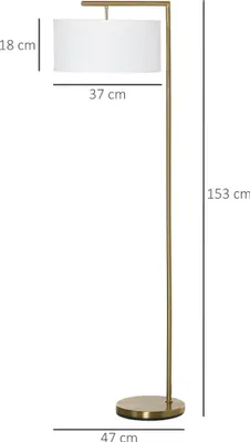 Produktbild von HOMCOM Stehlampe Stehleuchte E27 für Wohnzimmer Stahl Stoffschirm Goldoptik