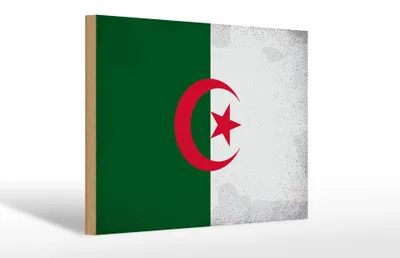 Produktbild von Holzschild Flagge Algerien 30x20cm Flag Algeria Vintage