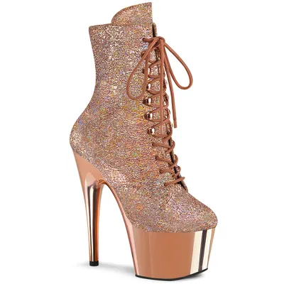 Produktbild von Pleaser ADORE-1020HM Plateau Stiefeletten Roségold Holo Metallic EU 35