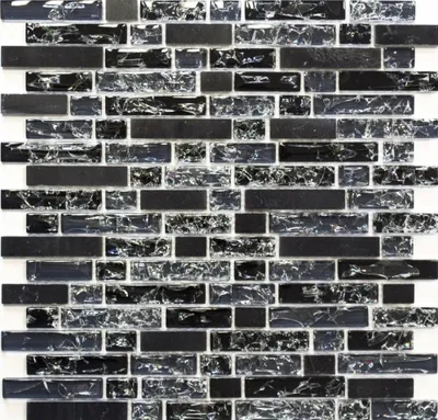 Produktbild von Mosaikfliese Transluzent schwarz Verbund Glasmosaik Crystal Stein schwarz MOS87-v1328