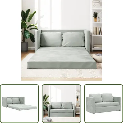 Image de The Living Store Canapé de sol avec fonction sommeil gris clair 122x204x55 cm velours